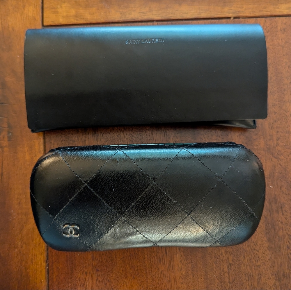 CHANEL & SAINT LAURENT Sunglass Cases 2  Lot Quilted CC Bundle